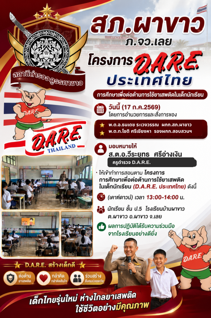 📚👮‍♂️ ตำรวจ D.A.R.E. สภ.ผาขาว เดินหน้าสร้างภูมิคุ้มกันยาเสพติดในสถานศึกษา